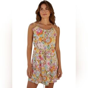 Liberty London Flower Child Dress Tie Neck Halter Boho Hippie Vibes Size Small